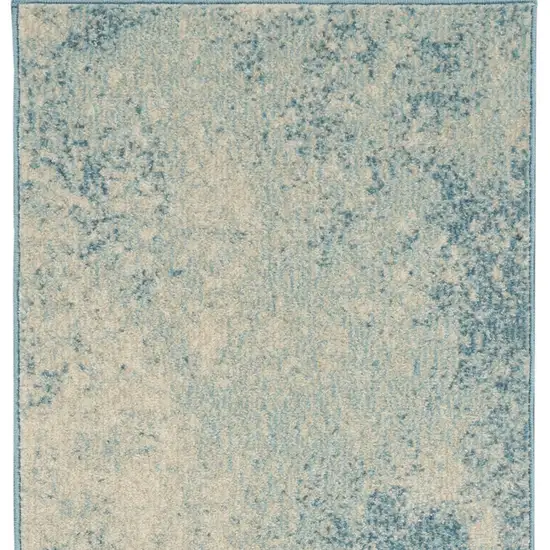 6' Blue And Ivory Abstract Runner Rug Photo 4