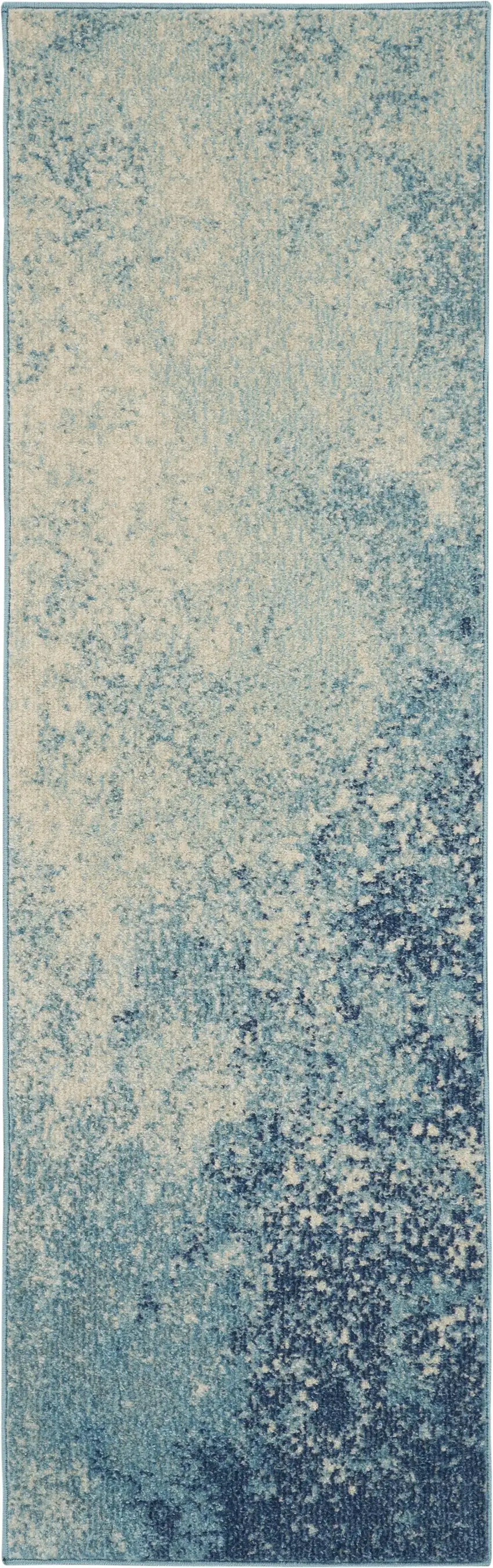 Light Blue and Ivory Abstract Sky Runner Rug Photo 1