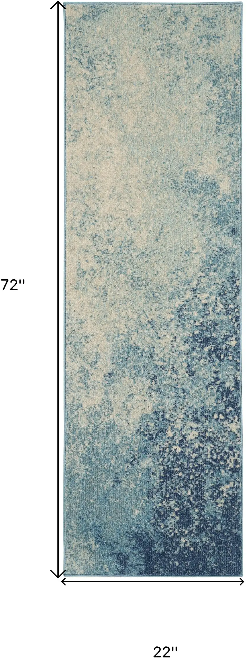 6' Blue And Ivory Abstract Runner Rug Photo 7