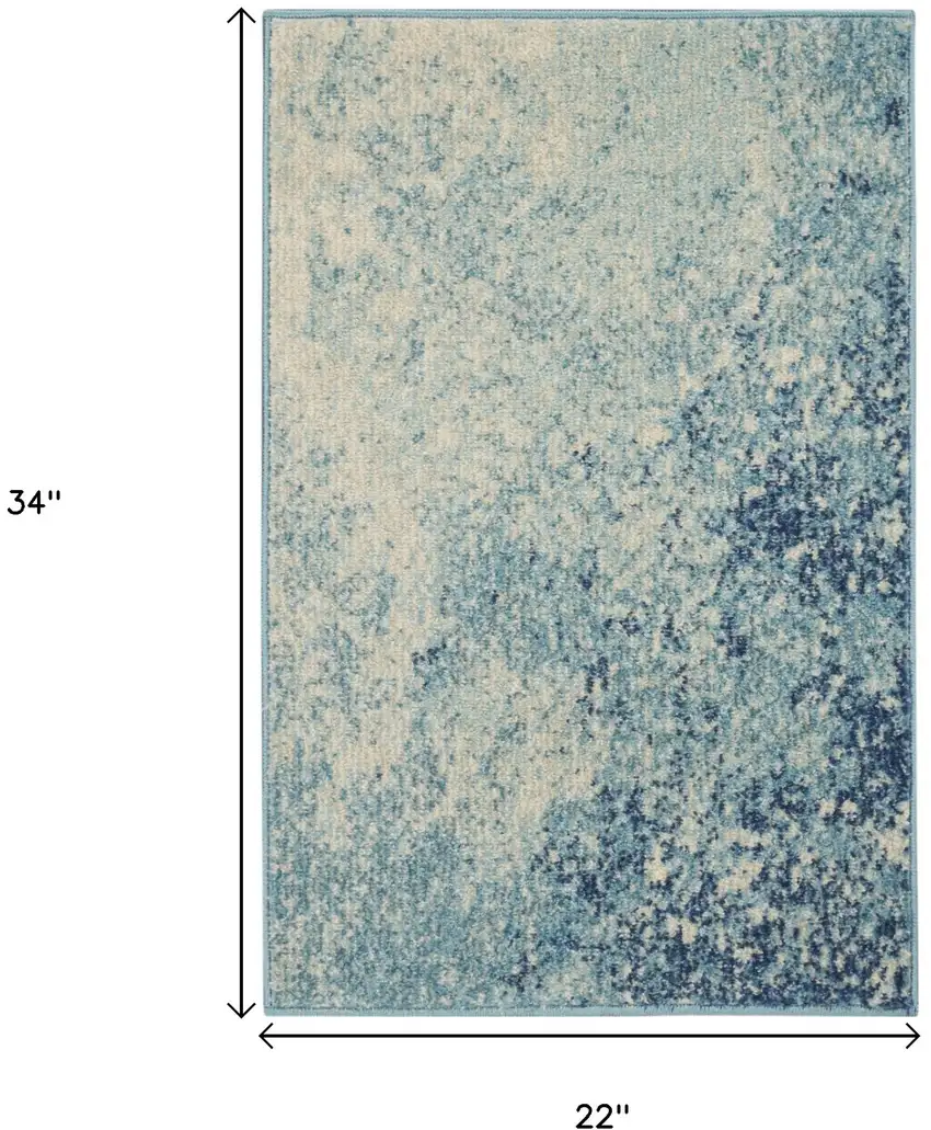 Blue And Ivory Abstract Area Rug Photo 3