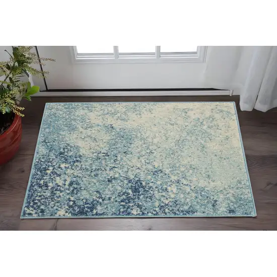 Blue And Ivory Abstract Area Rug Photo 1