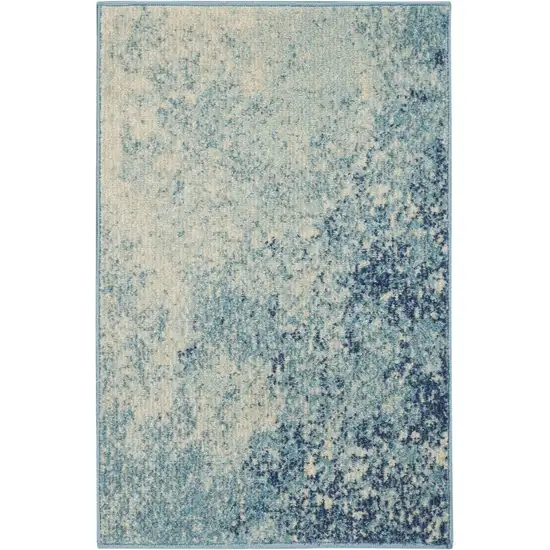 Blue And Ivory Abstract Area Rug Photo 9