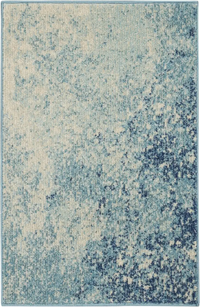 Blue And Ivory Abstract Area Rug Photo 9