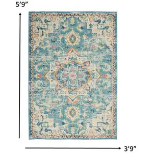 Photo of Light Blue and Ivory Distressed Area Rug