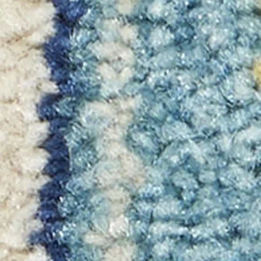 Ivory And Blue Oriental Distressed Area Rug Photo 1