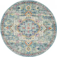 Photo of Light Blue and Ivory Distressed Area Rug