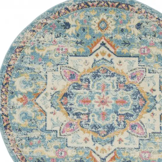 Light Blue and Ivory Distressed Area Rug Photo 8
