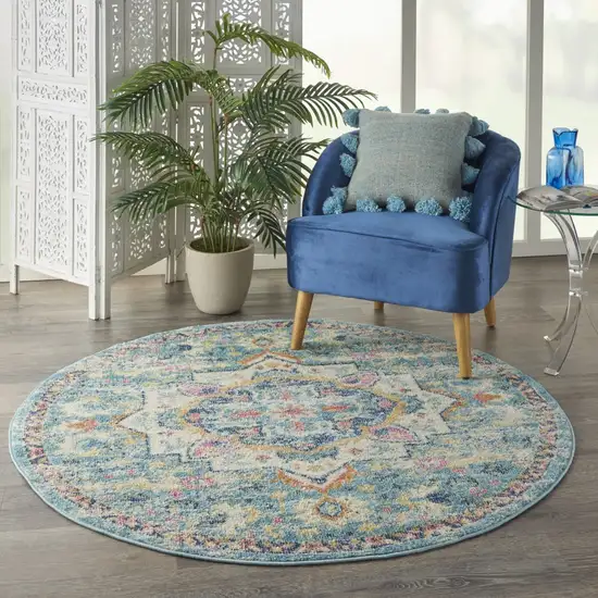 Light Blue and Ivory Distressed Area Rug Photo 7
