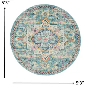 Photo of Light Blue and Ivory Distressed Area Rug