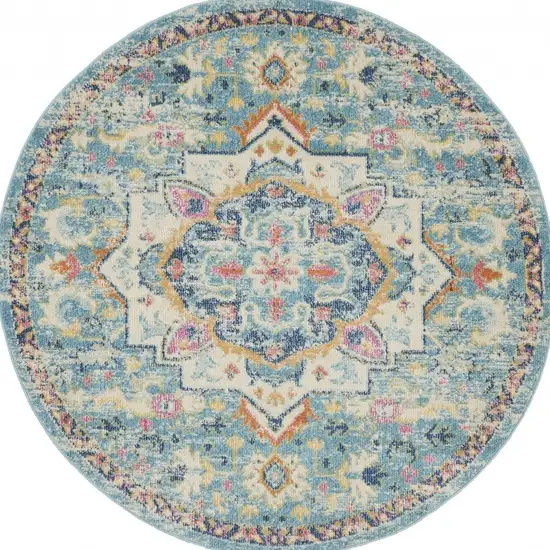 Light Blue and Ivory Distressed Area Rug Photo 9