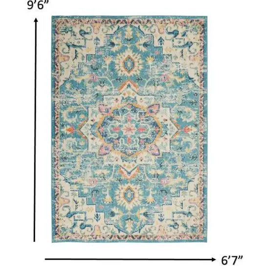 Light Blue and Ivory Distressed Area Rug Photo 5