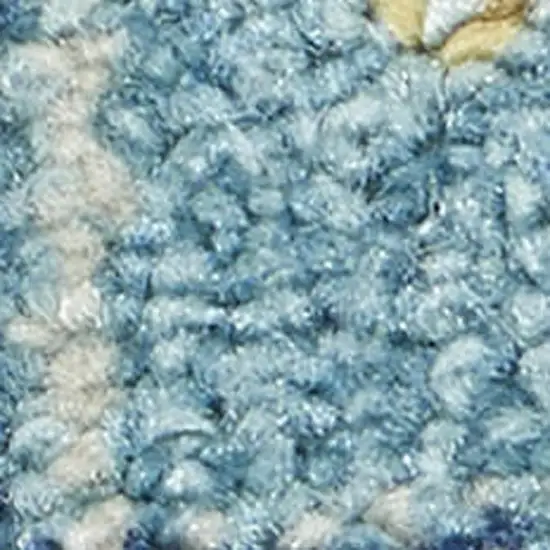 Ivory And Turquoise Oriental Distressed Area Rug Photo 1