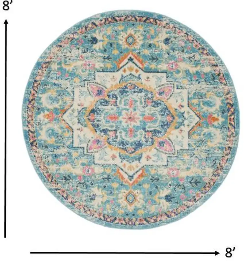 Light Blue and Ivory Distressed Area Rug Photo 4