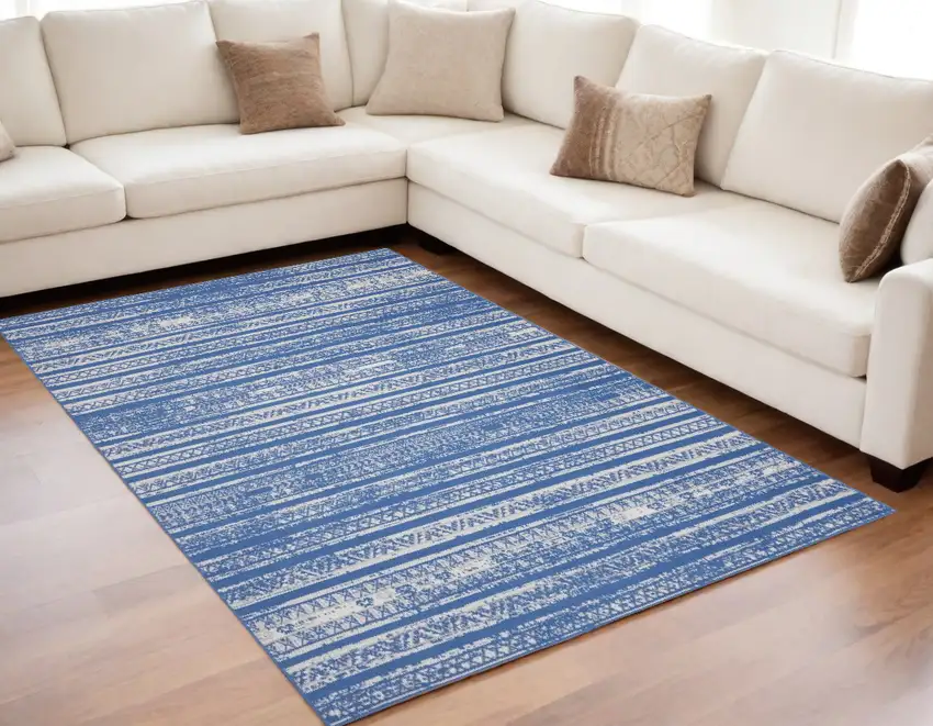 Light Blue Geometric Dhurrie Area Rug Photo 1