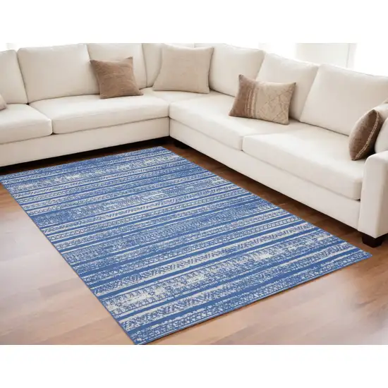 Light Blue Geometric Dhurrie Area Rug Photo 1