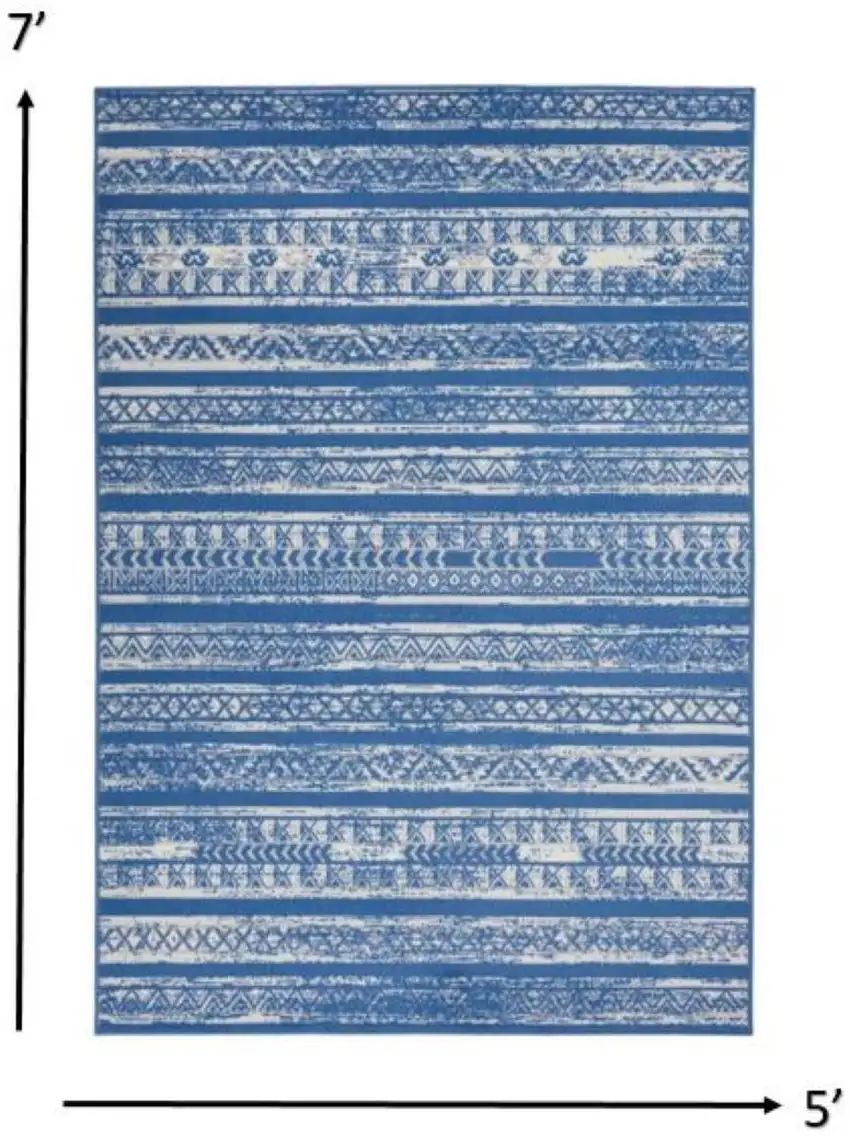 Light Blue Geometric Dhurrie Area Rug Photo 3