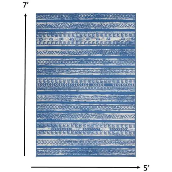 Light Blue Geometric Dhurrie Area Rug Photo 3