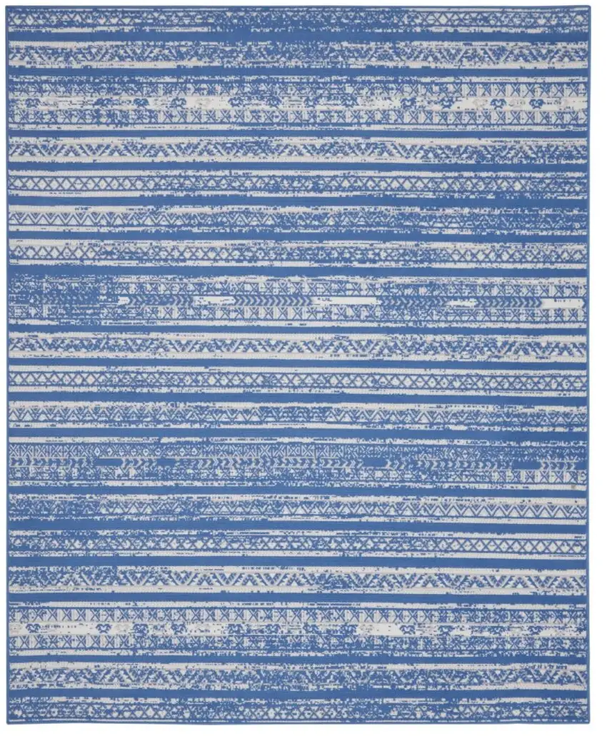 Light Blue Geometric Dhurrie Area Rug Photo 2
