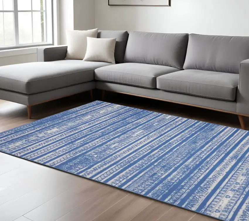 Light Blue Geometric Dhurrie Area Rug Photo 1