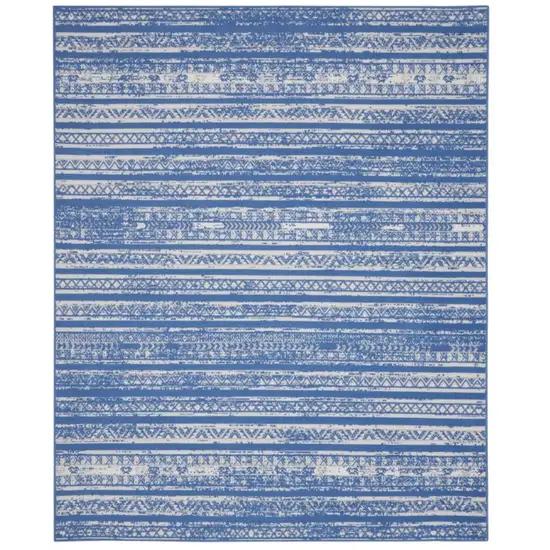 Blue And Ivory Tribal Distressed Area Rug Photo 2