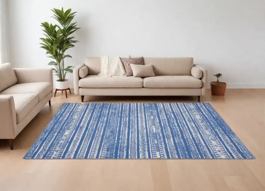 Light Blue Geometric Dhurrie Area Rug Photo 1