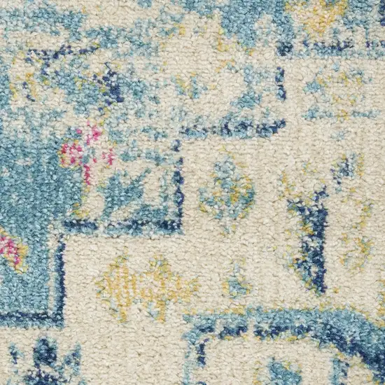 Ivory And Blue Oriental Distressed Area Rug Photo 3