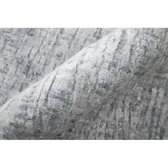 Light Blue and Silver Abstract Hand Woven Worn Faded Area Rug Photo 8