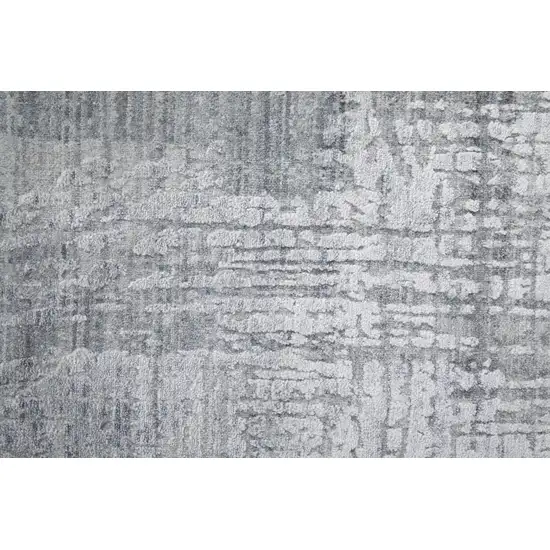 Light Blue and Silver Abstract Hand Woven Worn Faded Area Rug Photo 9