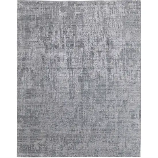 Light Blue and Silver Abstract Hand Woven Worn Faded Area Rug Photo 2