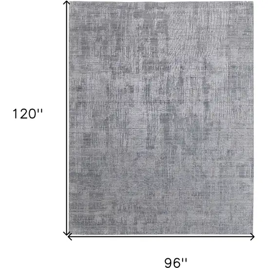 Light Blue and Silver Abstract Hand Woven Worn Faded Area Rug Photo 3