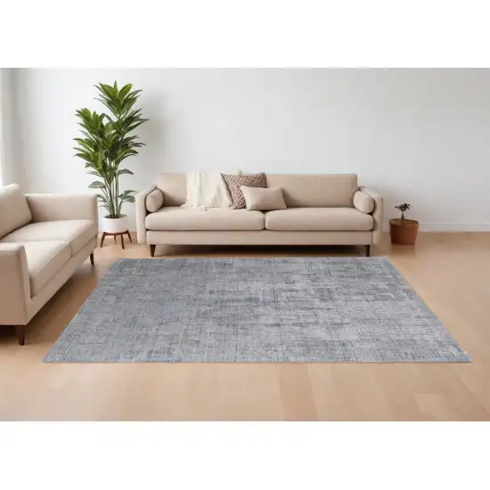 Light Blue and Silver Abstract Hand Woven Worn Faded Area Rug Photo 1