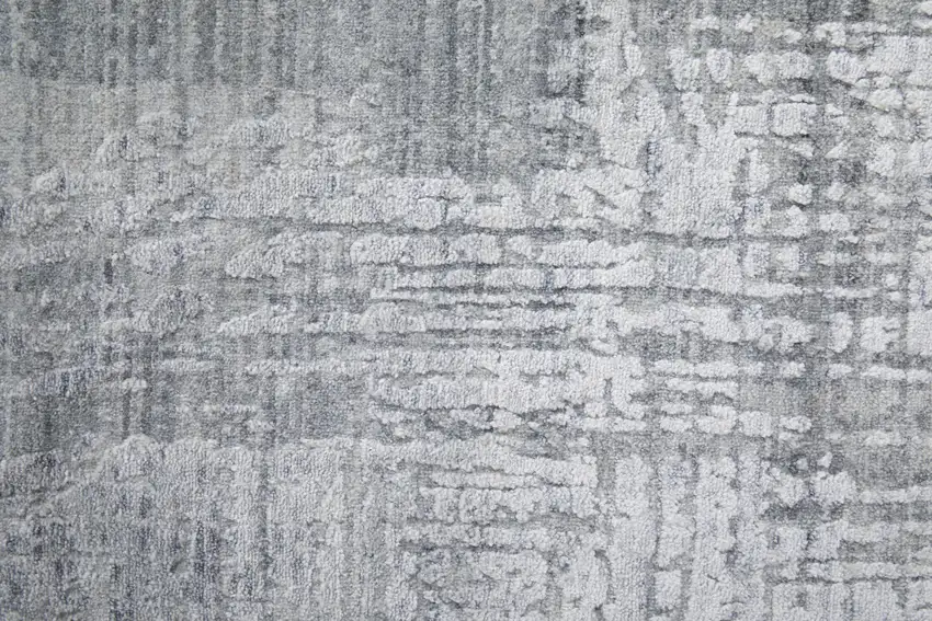 Light Blue and Silver Abstract Hand Woven Worn Faded Area Rug Photo 9