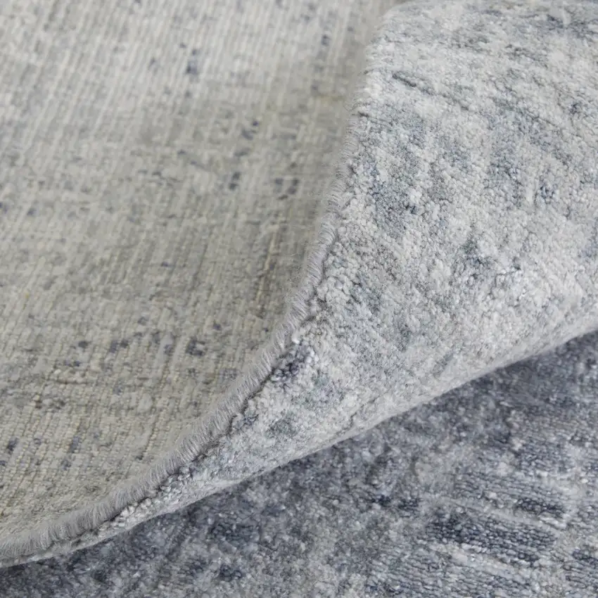 Light Blue and Silver Abstract Hand Woven Worn Faded Area Rug Photo 9