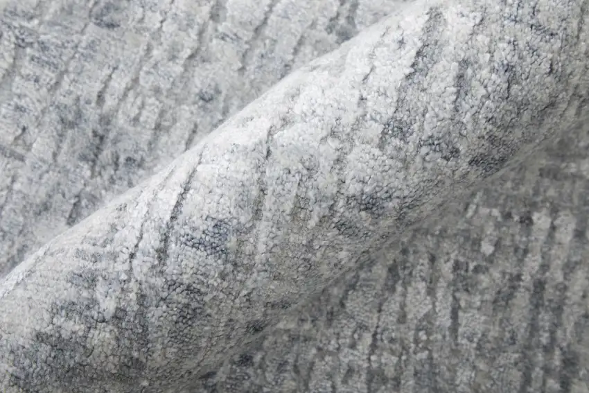 Light Blue and Silver Abstract Hand Woven Worn Faded Area Rug Photo 7
