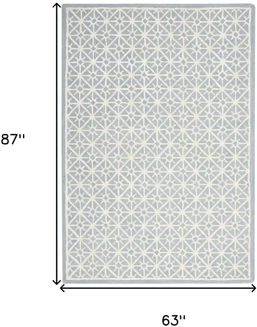 Light Blue and White Geometric Hand Tufted Area Rug Photo 10