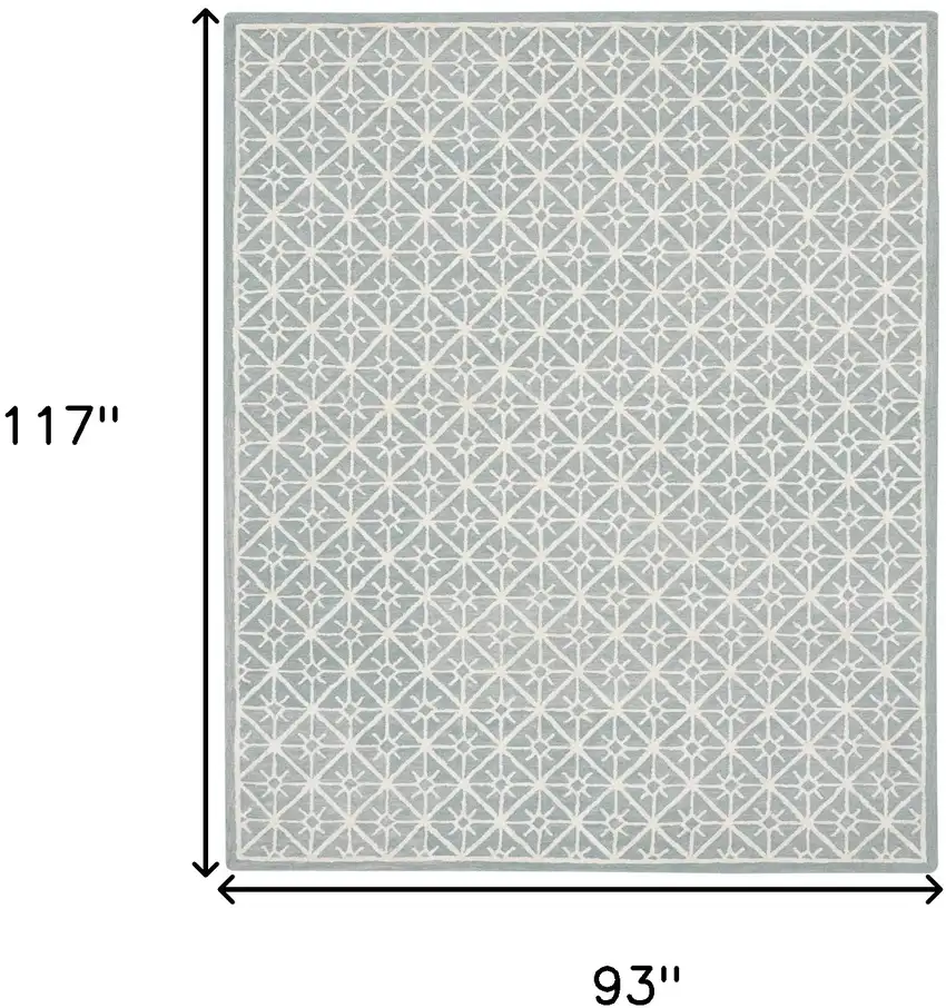Light Blue and White Geometric Hand Tufted Area Rug Photo 10