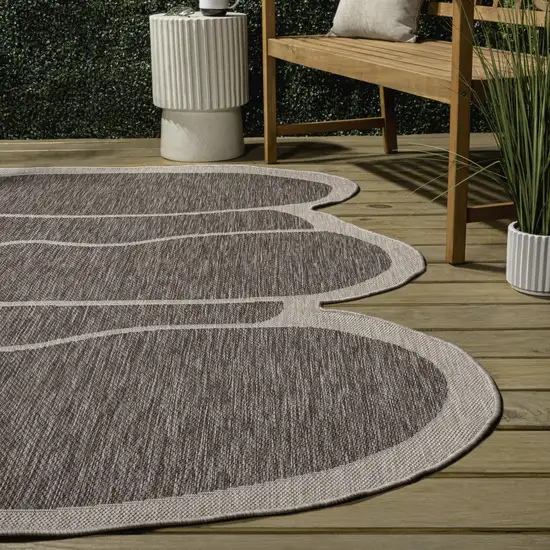 Light Brown And Beige Medallion Indoor Outdoor Area Rug Photo 7