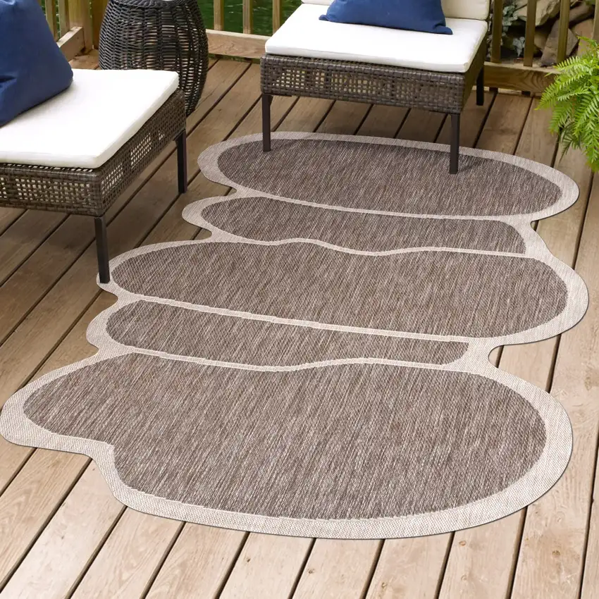 Light Brown And Beige Medallion Indoor Outdoor Area Rug Photo 9