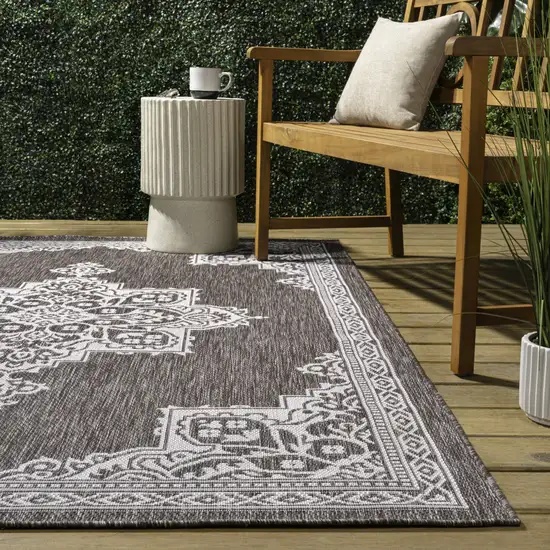 Light Brown And Cream Medallion Indoor Outdoor Area Rug Photo 7