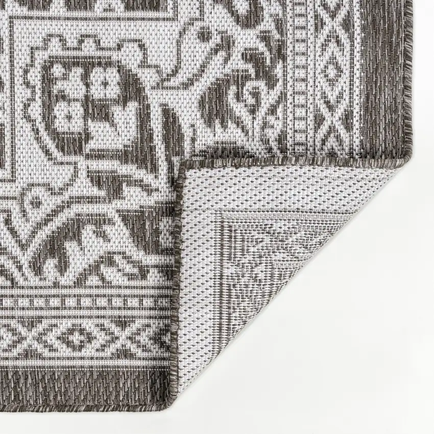 Light Brown And Cream Medallion Indoor Outdoor Area Rug Photo 2