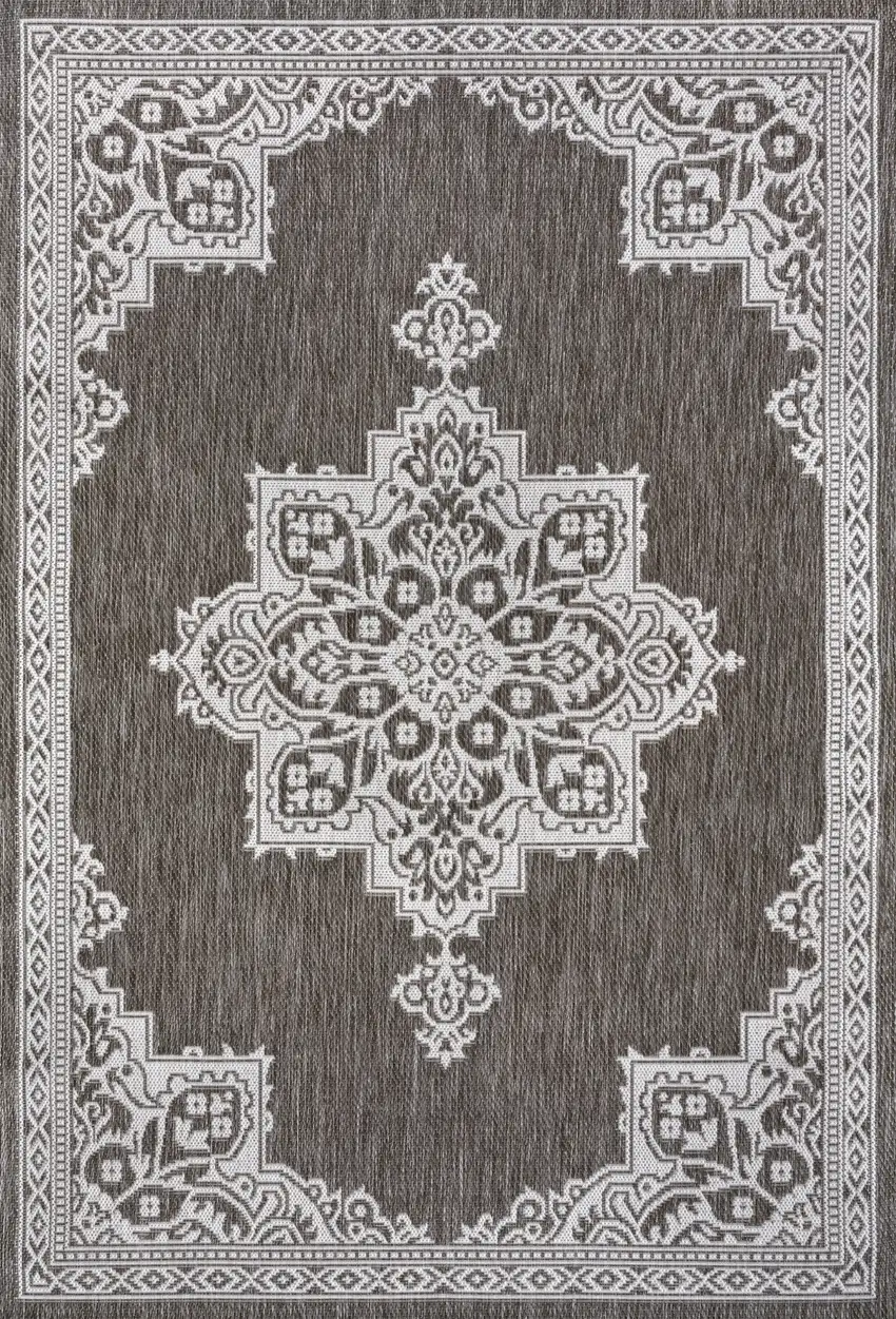 Light Brown And Cream Medallion Indoor Outdoor Area Rug Photo 2