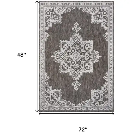 Light Brown And Cream Medallion Indoor Outdoor Area Rug Photo 9