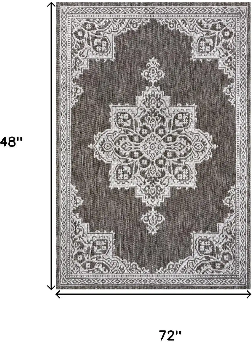 Light Brown And Cream Medallion Indoor Outdoor Area Rug Photo 9