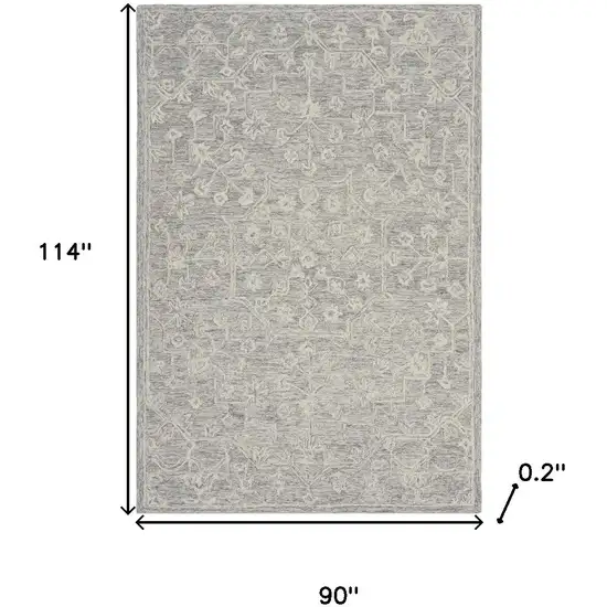 Light Gray And Beige Wool Floral Hand Tufted Area Rug Photo 3