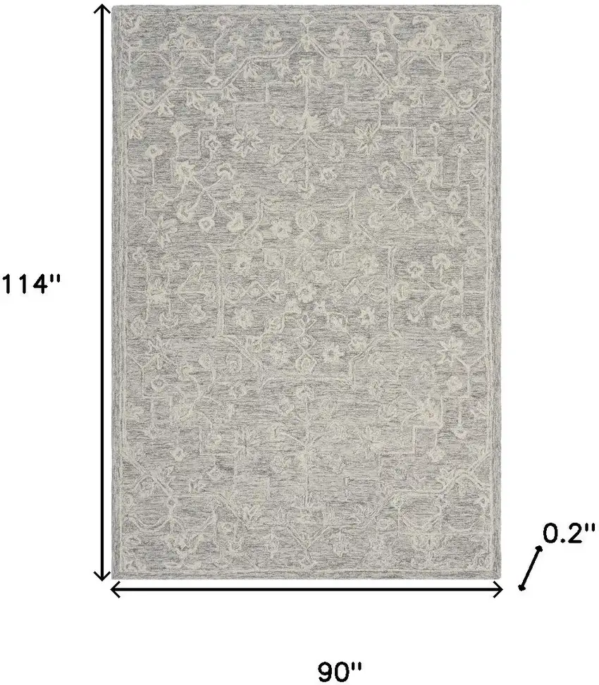 Light Gray And Beige Wool Floral Hand Tufted Area Rug Photo 3