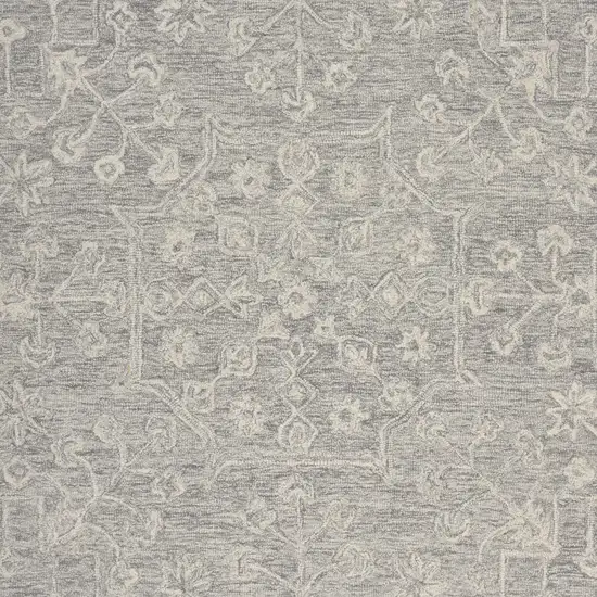 Light Gray And Beige Wool Floral Hand Tufted Area Rug Photo 9