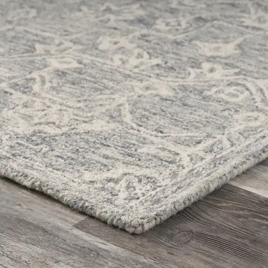 Light Gray And Beige Wool Floral Hand Tufted Area Rug Photo 6