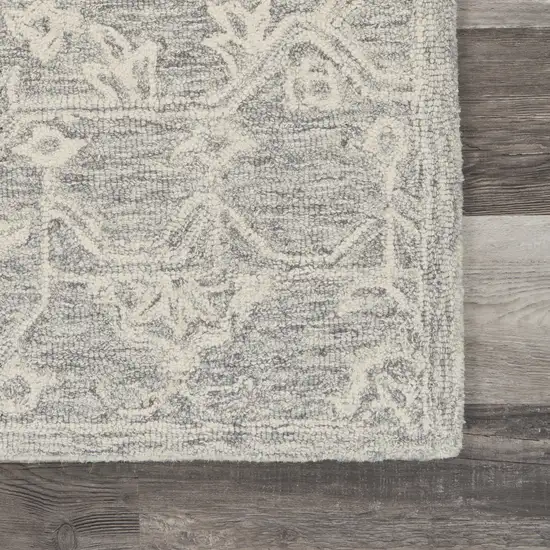 Light Gray And Beige Wool Floral Hand Tufted Area Rug Photo 8