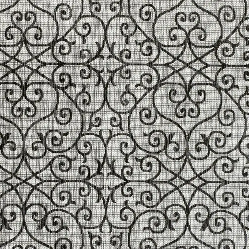 Light Gray And Black Geometric Indoor Outdoor Area Rug Photo 2