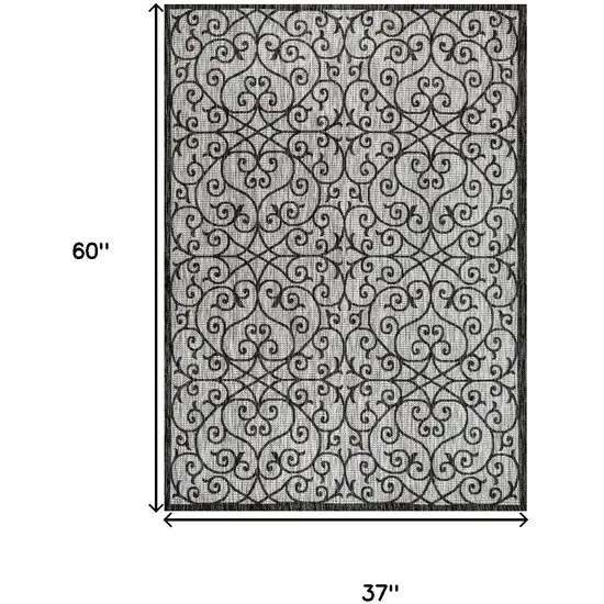 Light Gray And Black Geometric Indoor Outdoor Area Rug Photo 4